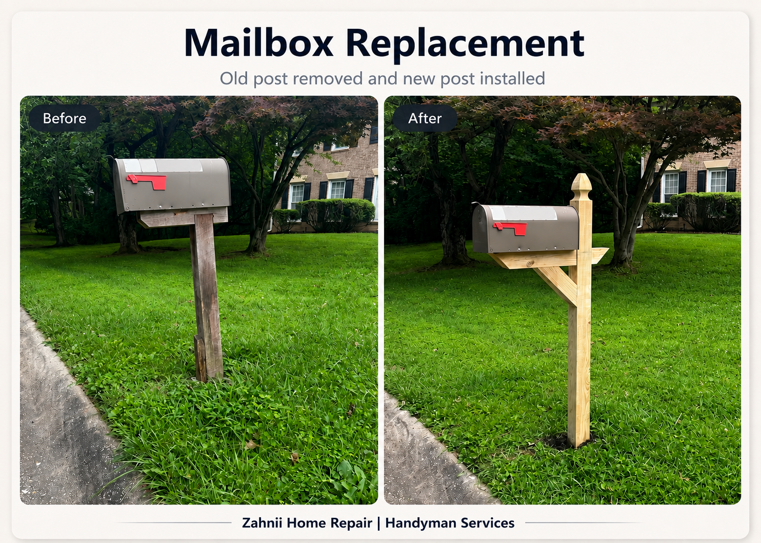 Mailbox replacement project by Zahnii Home Repair